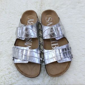 NEW Sam & Libby silver croc studded sandals 6